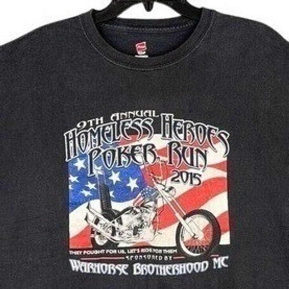 Warhorse Brotherhood MC Hanes T-Shirt Mens 2XL Poker Run Graphic Veteran Support